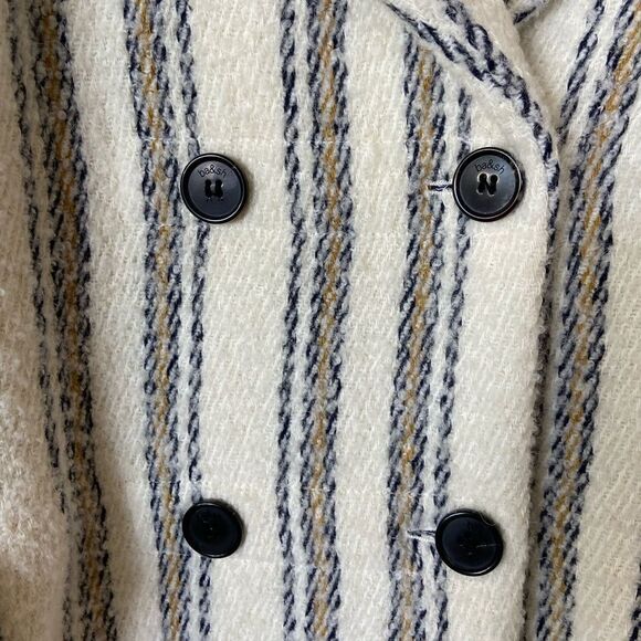 NWT Ba&Sh Fillie Alpaca Wool Grey White Pea Coat Blend Striped Size M - Picture 14 of 16
